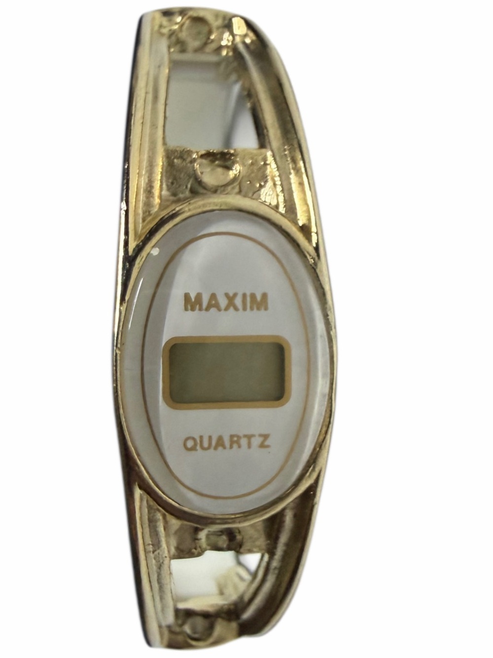 Vintage Maxim Quartz White Bangle Bracelet Watch Gold Tone Y2K Non Working